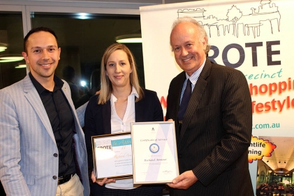 Long serving committee member Richard Armour receiving his certificates of service from GBP President Charlene Ackland and Cr Arman Abrahimzadeh OAH at the AGM held 21 August 2019.